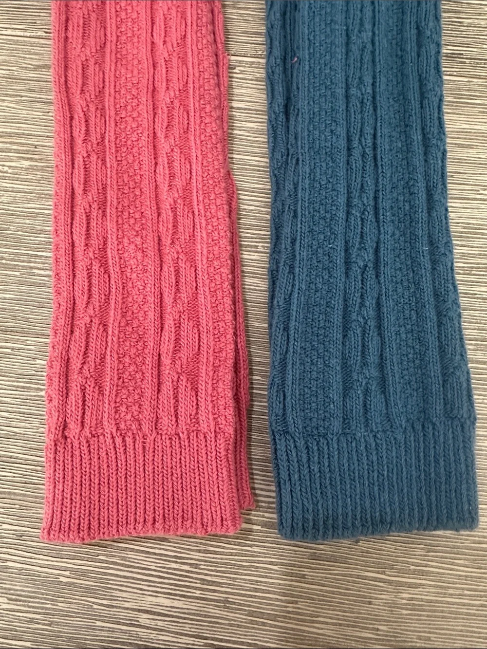 Thick Kids Cable Knit Tights - Pink and Teal